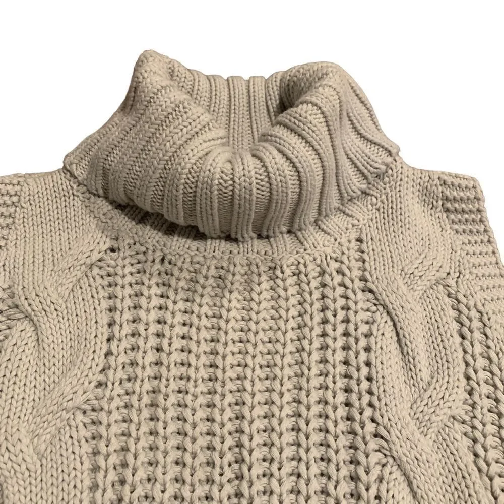 Kendall & Kylie Women’s Cableknit Sleeveless Turtleneck Sweater Small